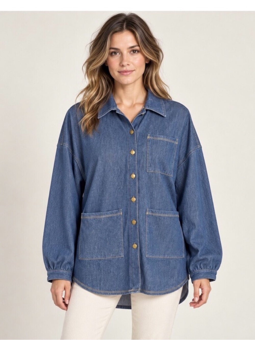 Halara Oversized Denim Button-Up Shirt Jacket Size XS
